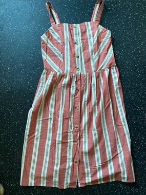 Primark Rust and White Striped Button-Front Sundress